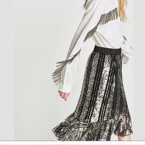 Sequin trumpet midi skirt